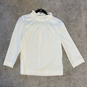 Halogen White Gathered High Neck Blouse